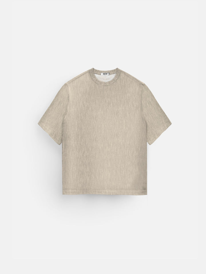 Oversize Plissee Textured T-Shirt - Beige