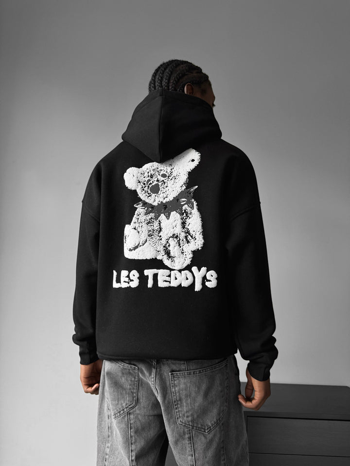 Oversize 'Les Teddys' Hoodie - Black