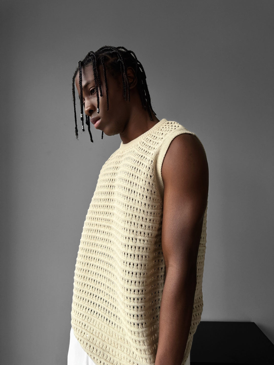 Oversize Grid Tanktop - Stone