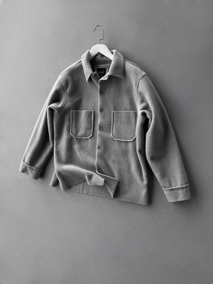 Oversize Fleece Pocket Shirt - Grey