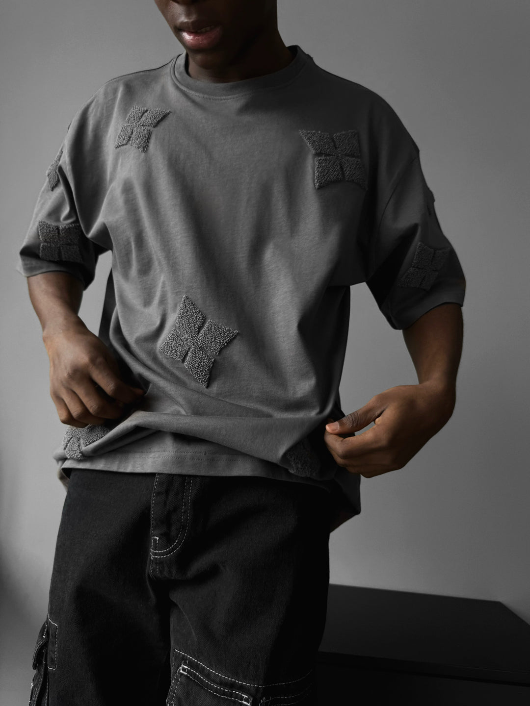 Oversize Detailed T-Shirt - Anthracite