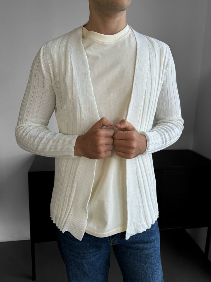 Slim Fit Knit Cardigan - White