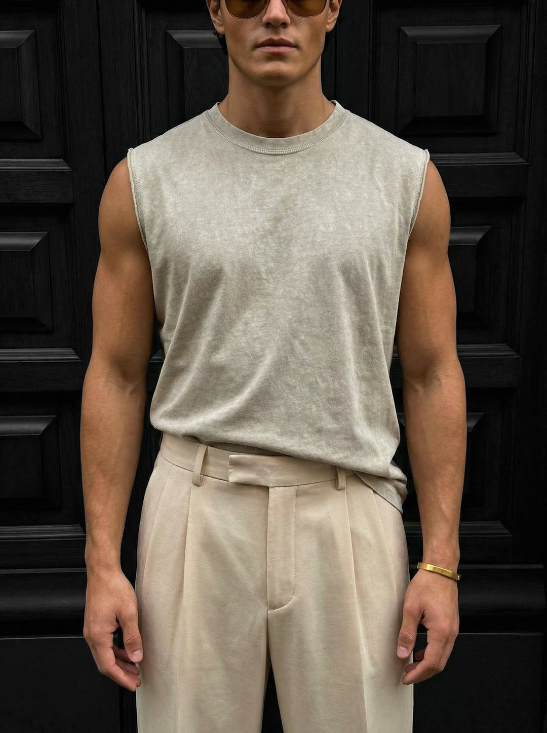 Oversize Washed TankTop - Beige