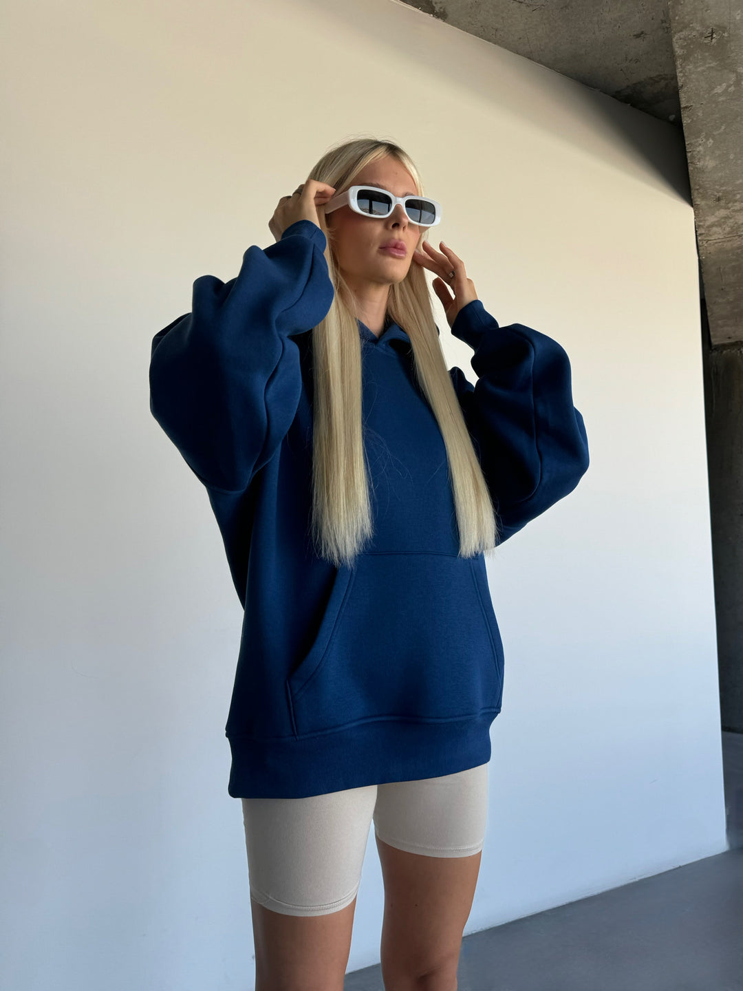 Oversize Basic Hoodie - Navy Poeny