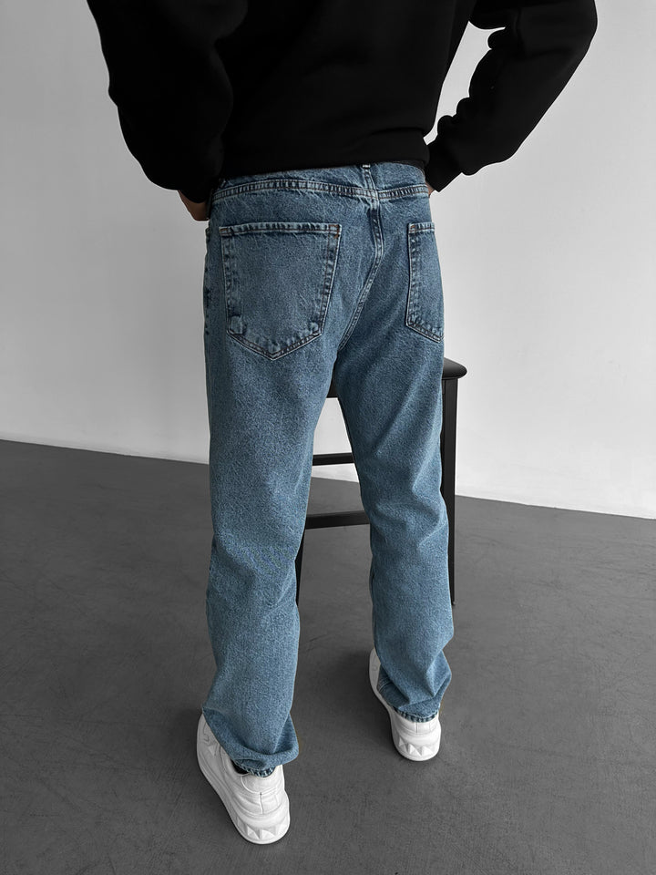 Baggy Washed Jeans - Blue