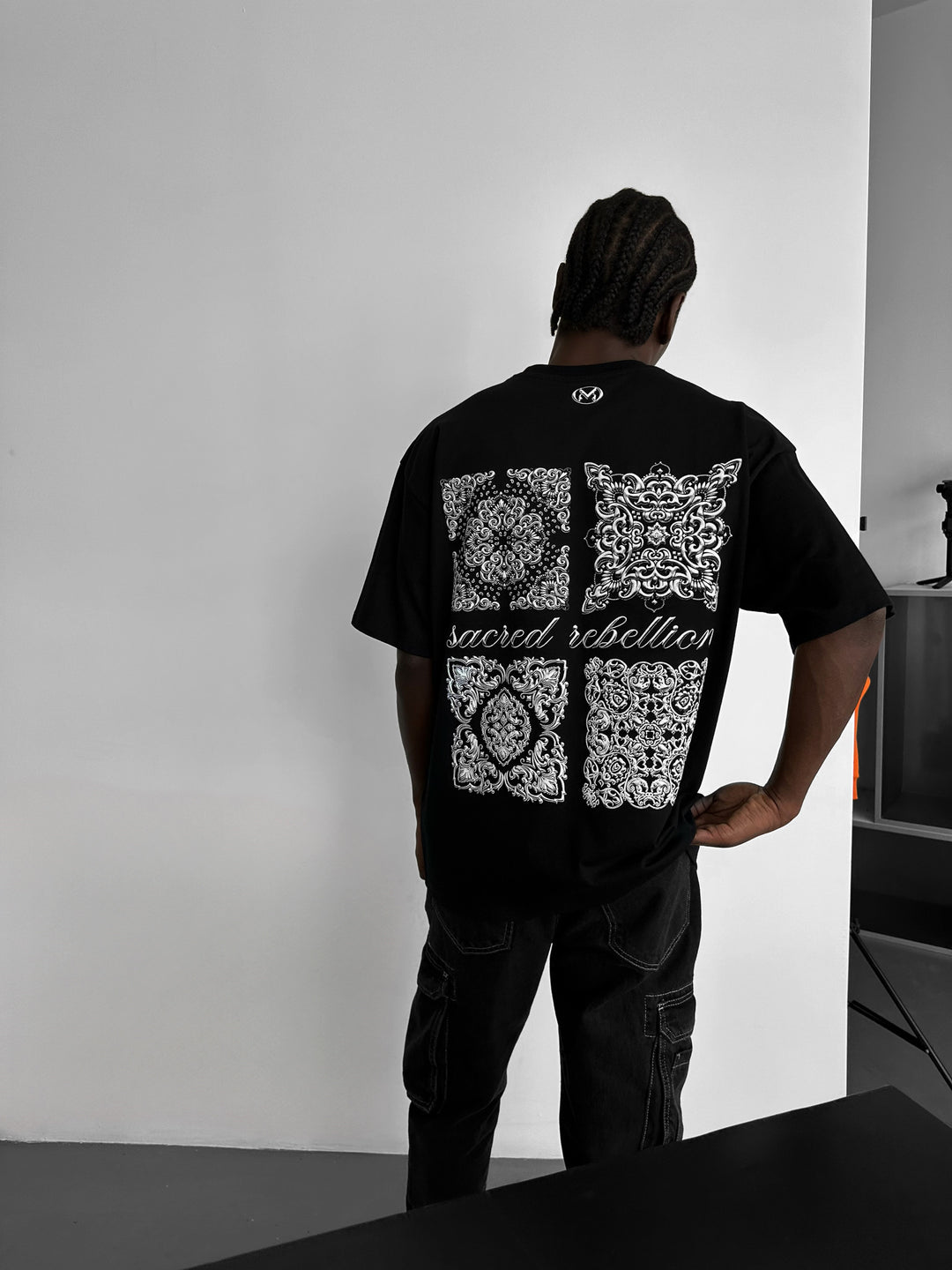 Oversize 'Sacred Rebellion' T-Shirt - Black