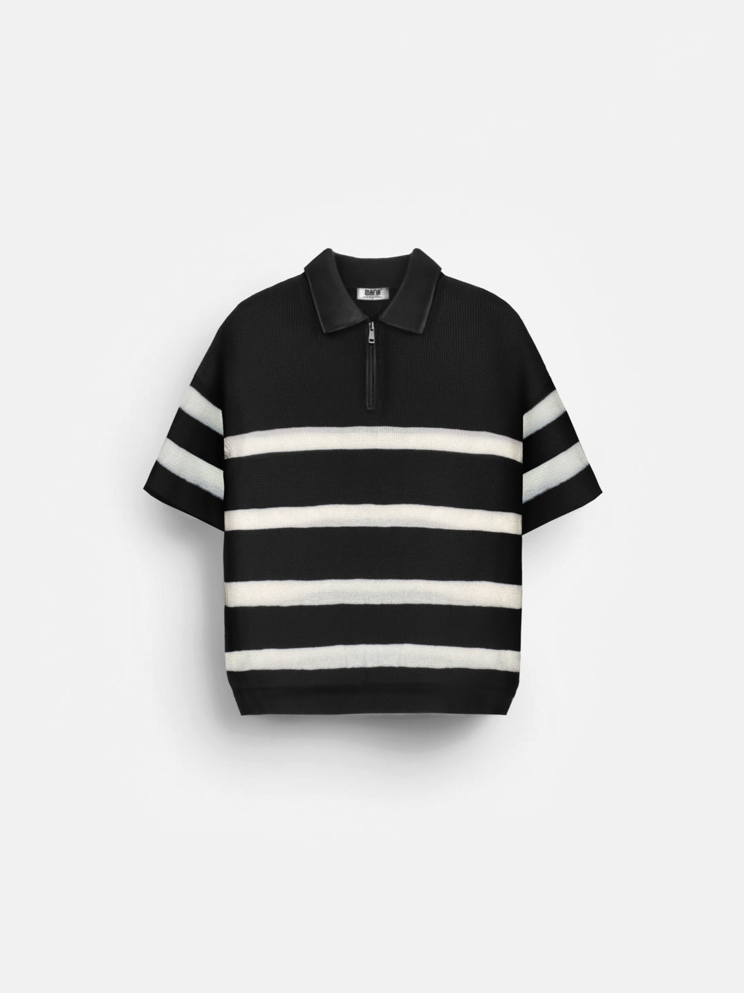 Regular Knit Zipper T-shirt - Black
