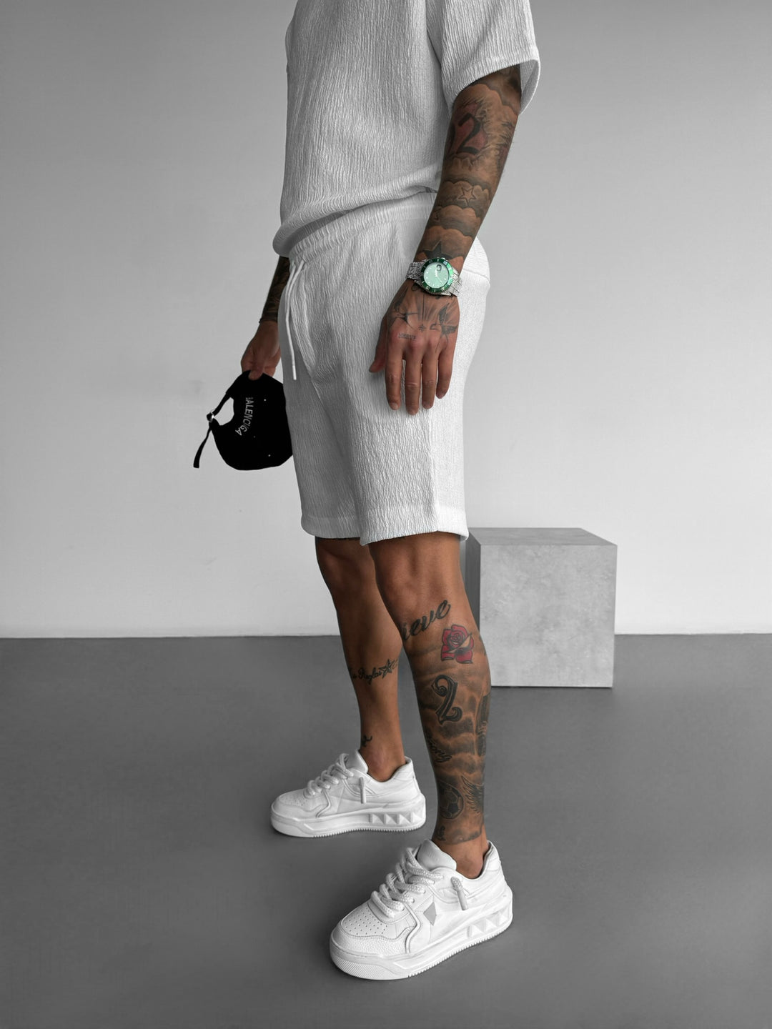 Loose Fit Crepe Shorts - White
