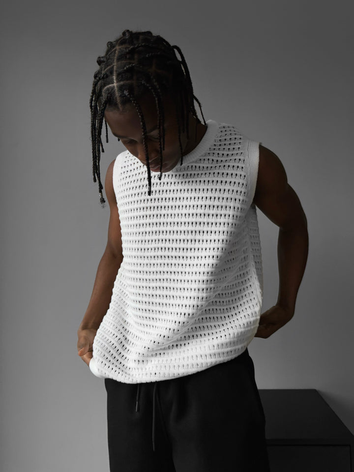 Oversize Grid Tanktop - White