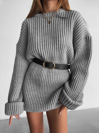 Oversize Heavy Knit Sweater - Mottled Grey