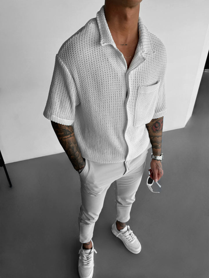 Oversize Transparent Structured Shirt - White