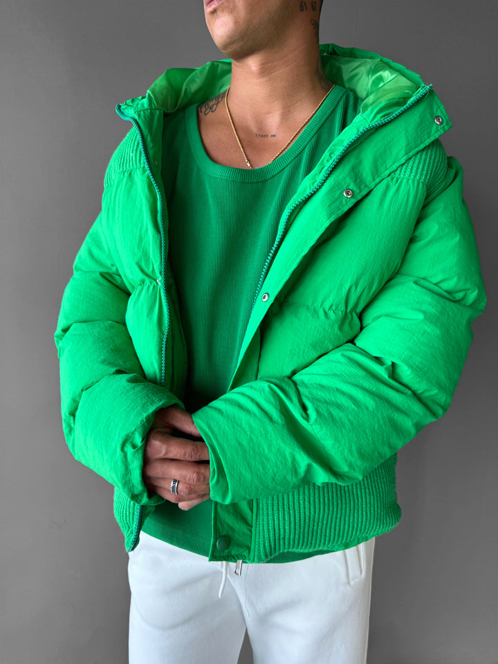 Oversize Puffer Mix Jacket - Green