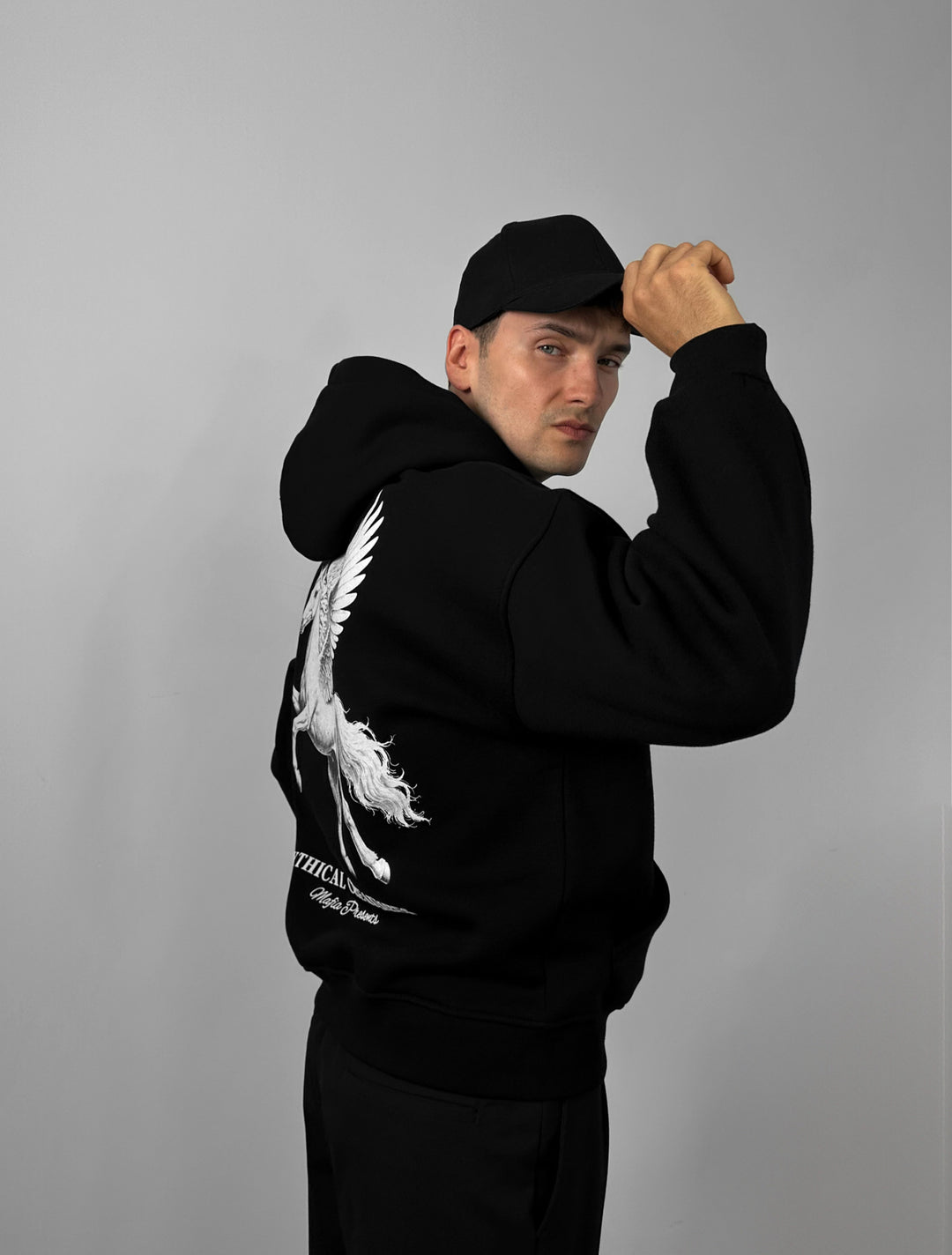 Oversize Mythical Creatures Hoodie - Black