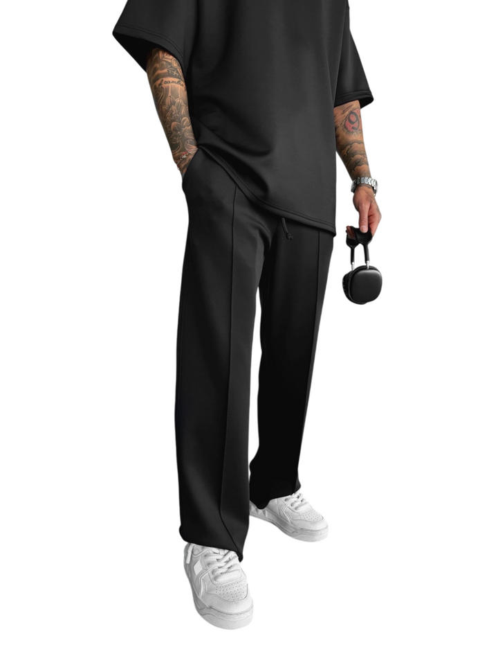 Loose Fit Diver Fabric Trousers - Black