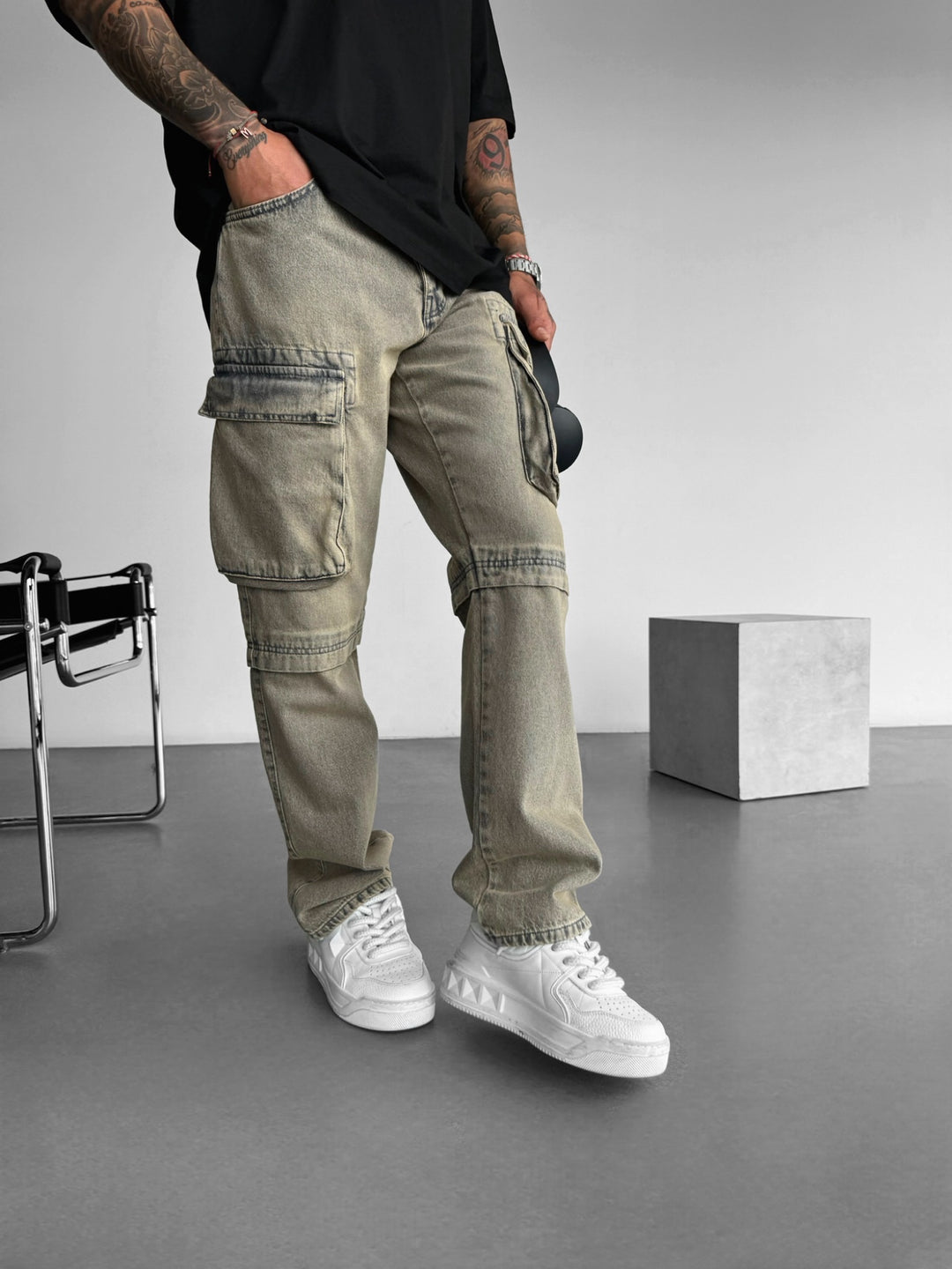 Baggy Cargo Jeans -  Taupe
