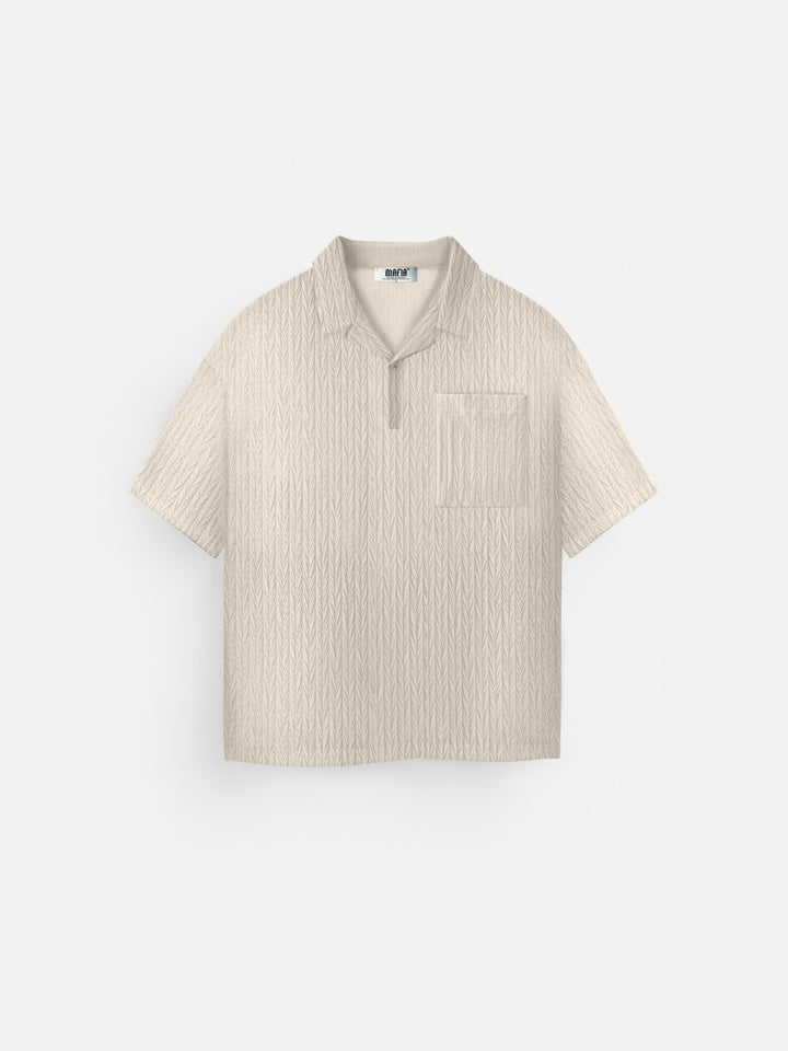 Oversize Structured Polo T-Shirt - Beige