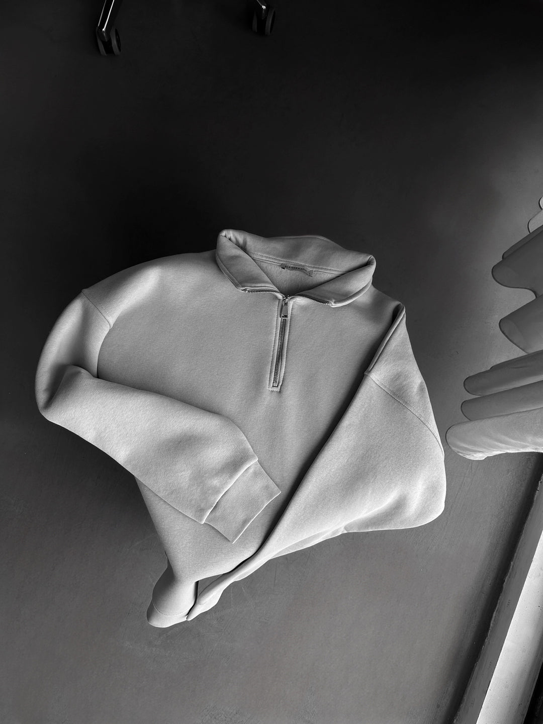 Oversize Half-Zip Polo Sweatshirt - Grey