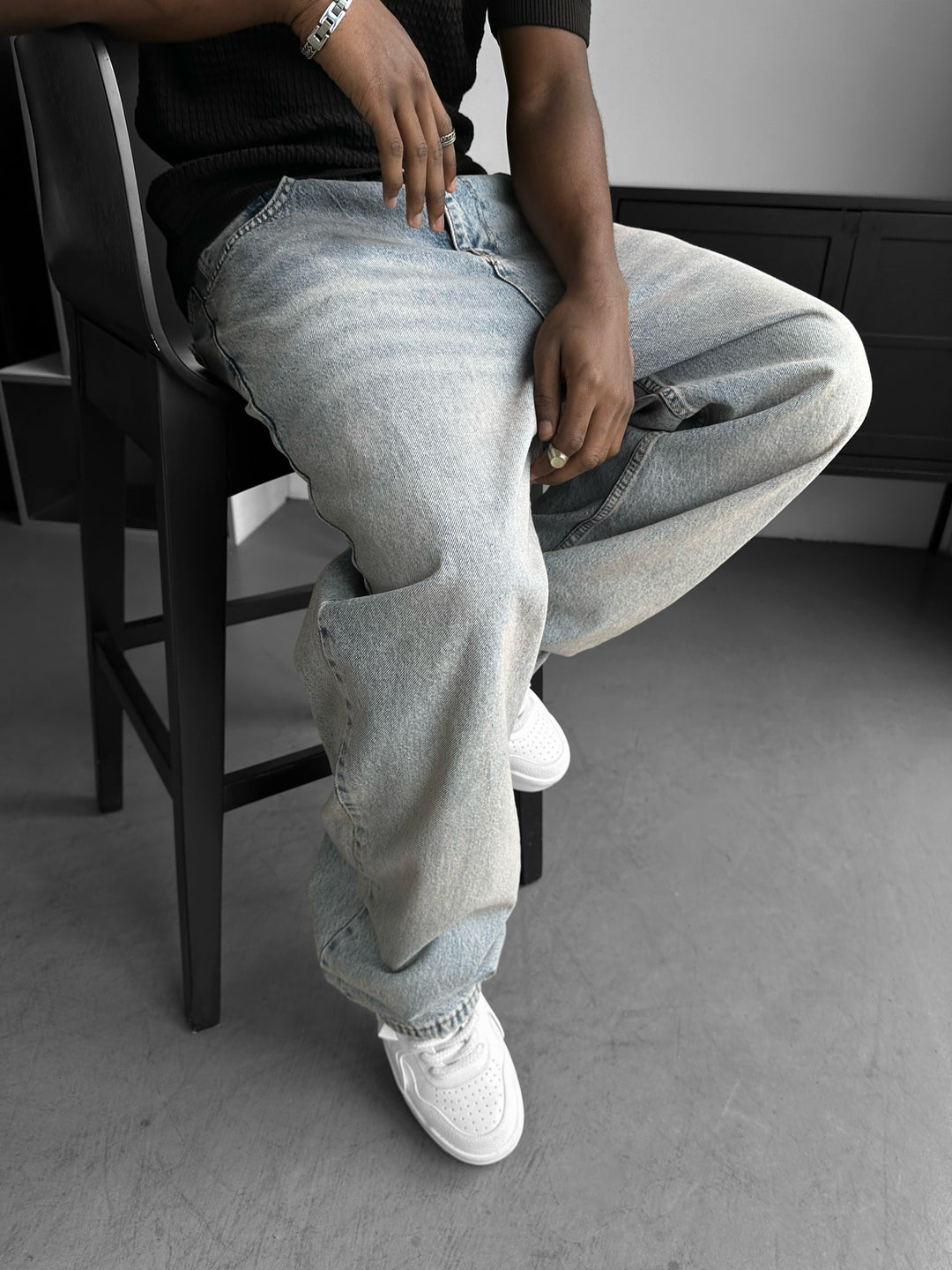 Relax Baggy Washed Jeans - Dark Blue