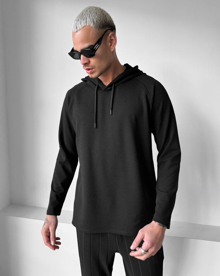 Loose Fit Thin Hoodie - Black