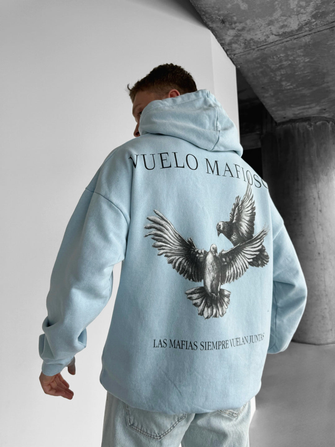 Oversize Washed Vuelo Mafioso Hoodie - Babyblue