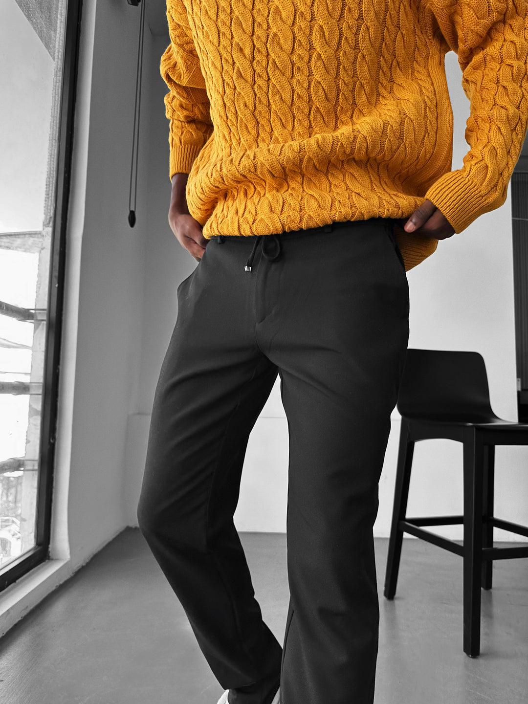 Modern Cut Casual Trousers - Black
