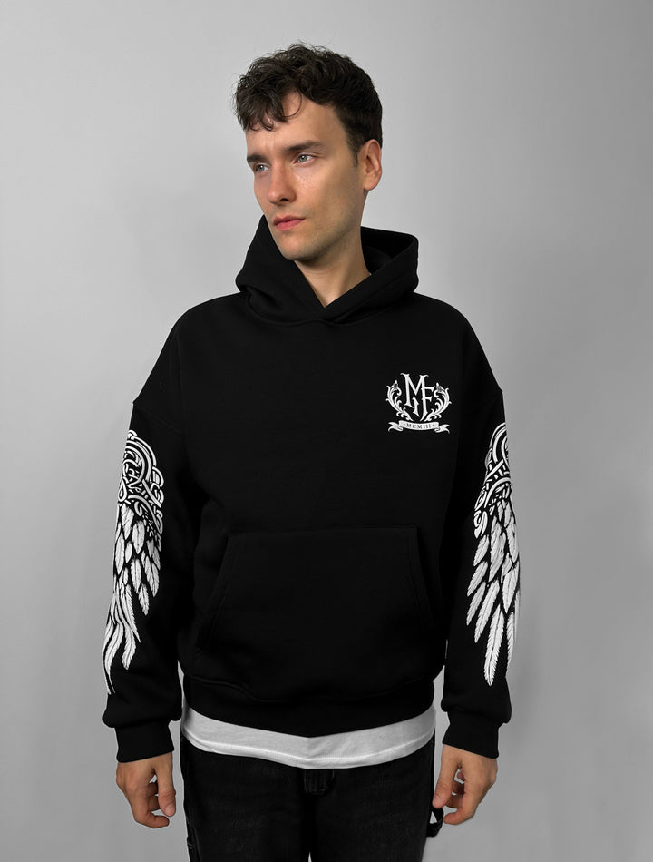 Oversize Wings Hoodie - Black