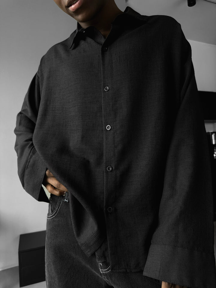 Oversize Linen Shirt - Black