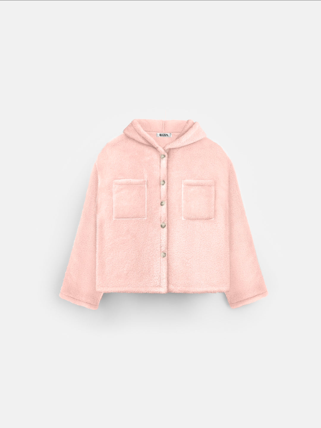 Oversize Plush Hood Shirt - Soft Pink