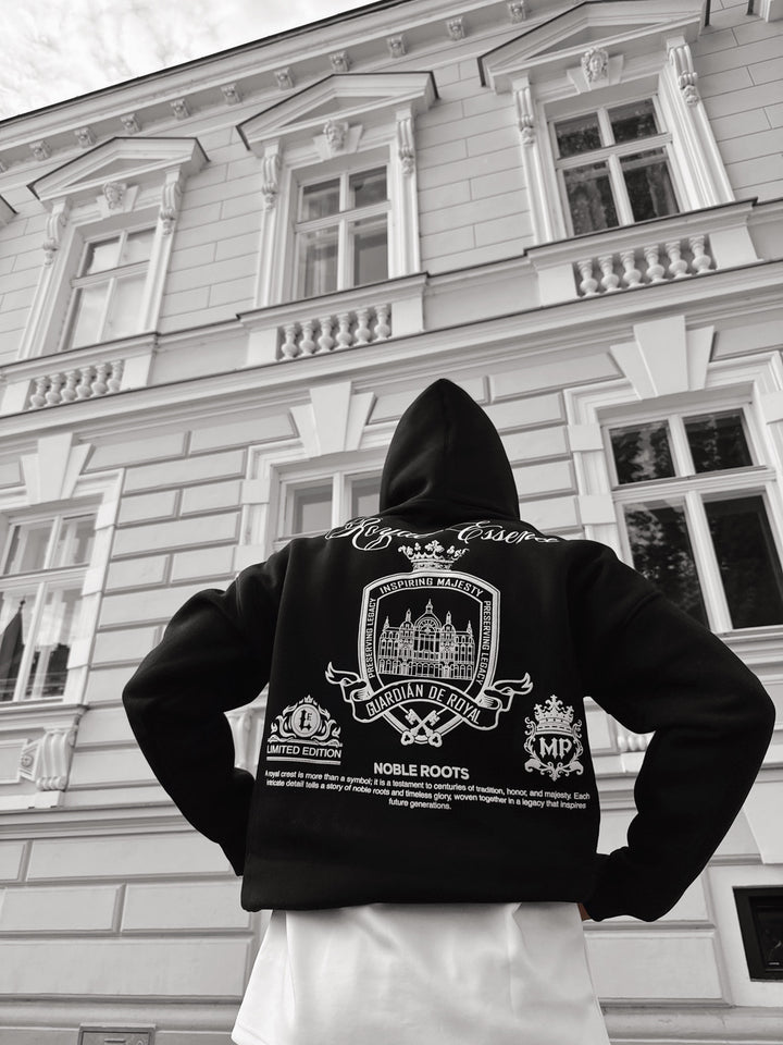 Oversize 'Royal Essence' Hoodie - Black