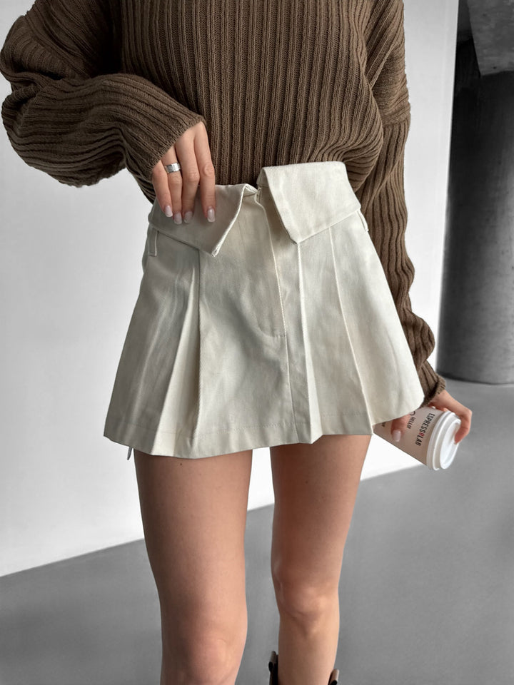 Mini Skirt with Details - Beige
