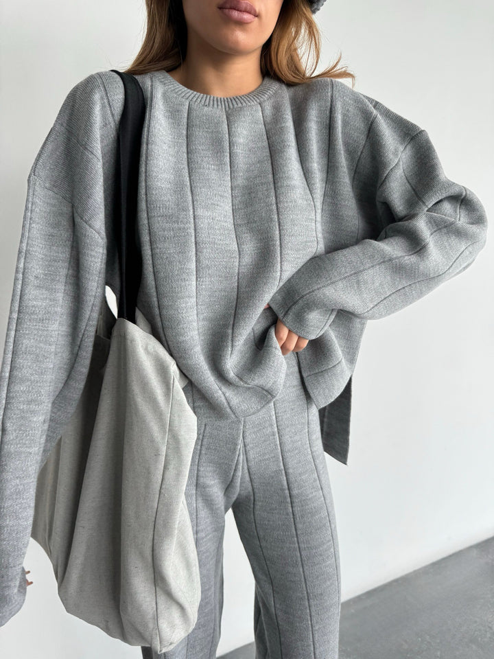 Knit Textured Sweater - Grey
