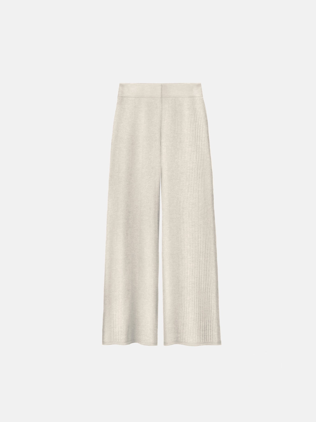 Wide Textured Knit Trousers - Creme