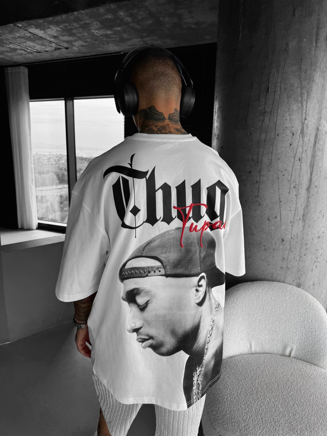 Oversize Thug Life T-shirt - Ecru