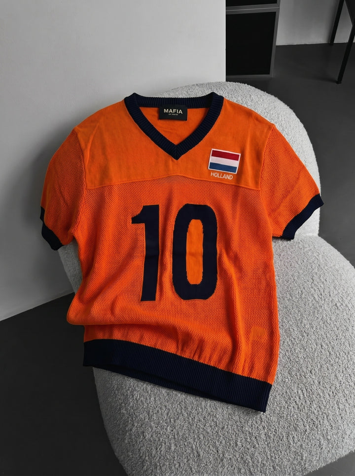 Oversize Holland Knit T-shirt - Orange