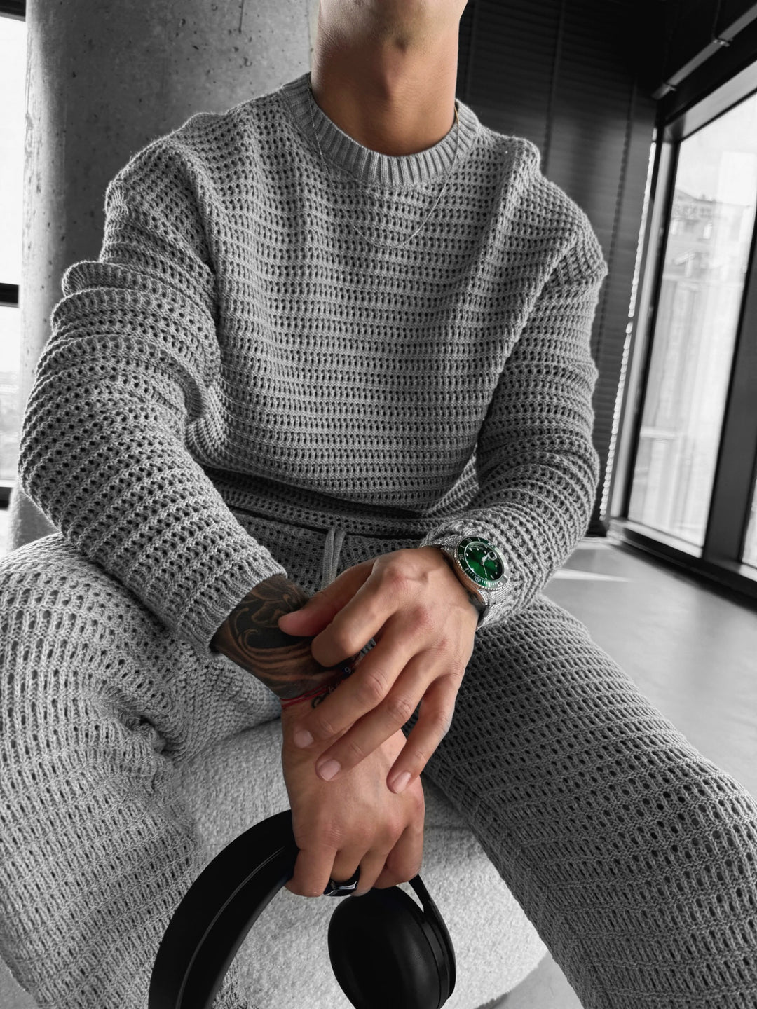 Oversize Knit Pullover - Grey
