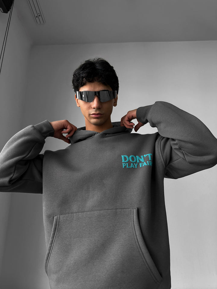 Oversize Don't Play Fair Hoodie - Anthracite