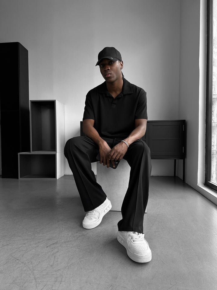 Loose Fit Polo T-shirt - Black