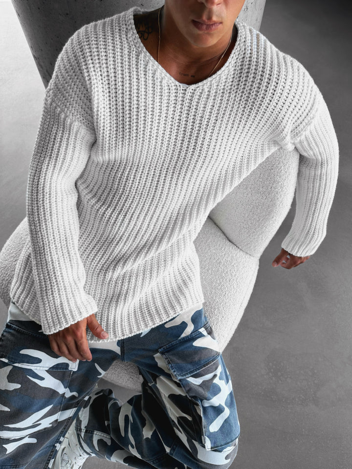 Regular Fit cutout Knit Sweater - Ecru