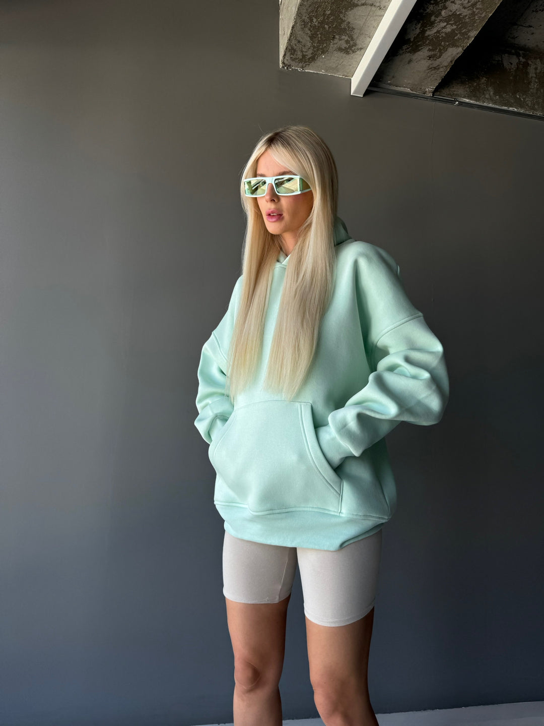 Oversize Basic Hoodie - Misty Jade