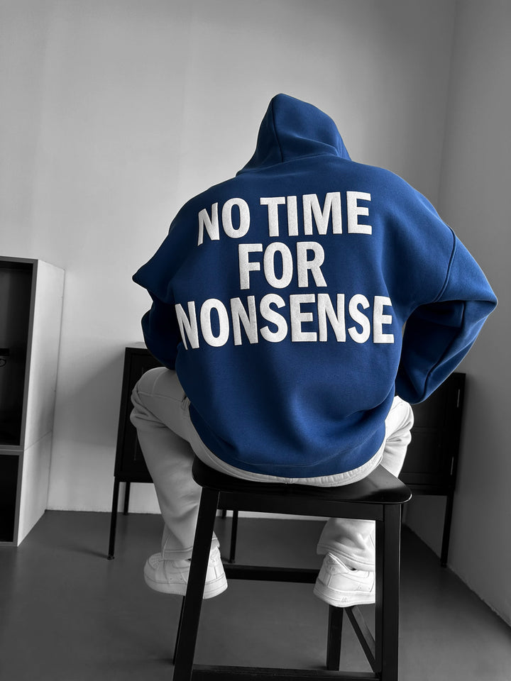 Oversize “No Time for Nonsense” Hoodie - Navy Peony