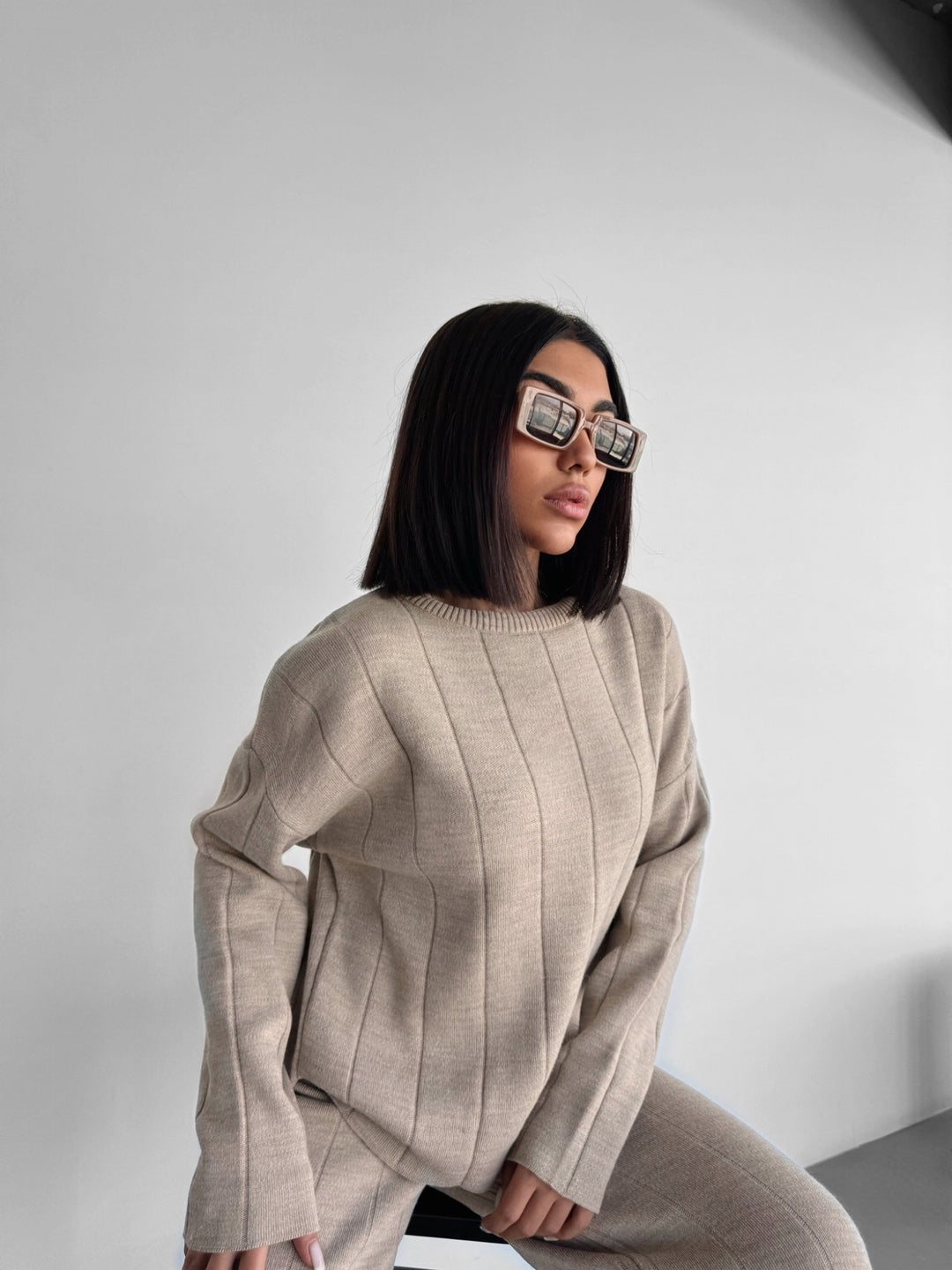 Knit Textured Sweater - Stone