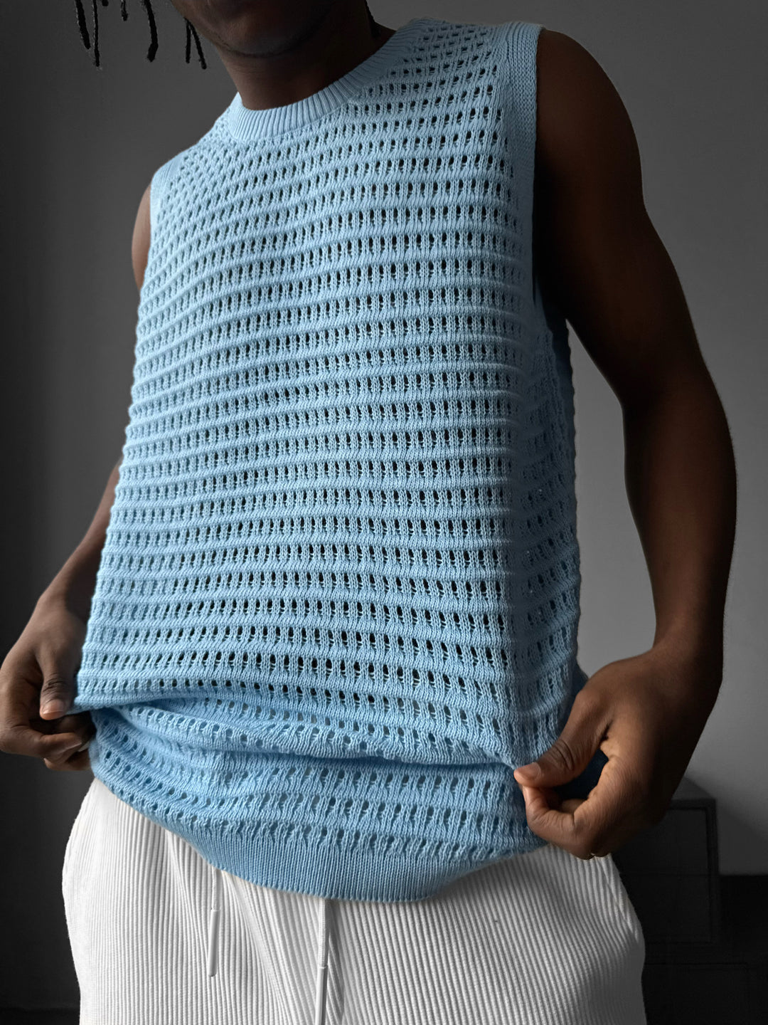 Oversize Grid Tanktop - Blue