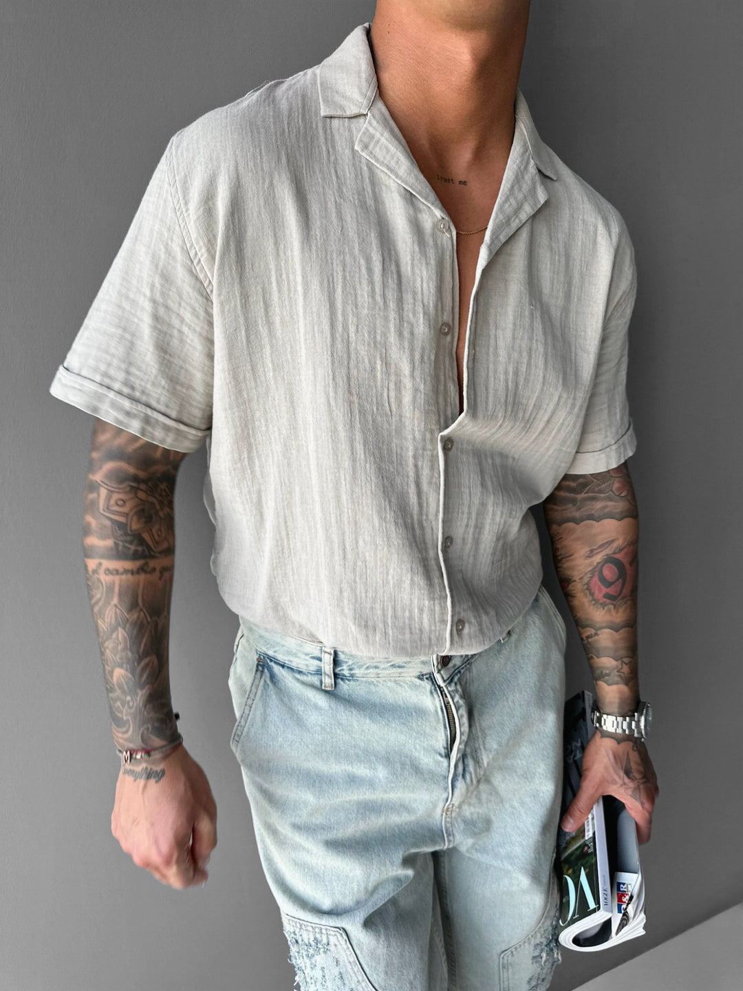 Regular Linen Shirt - Stone