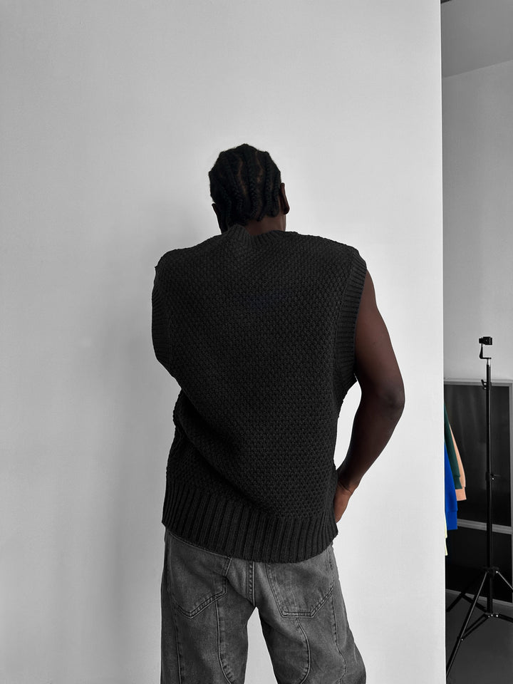 Loose Fit Knotted V Neck Pullunder - Anthracite