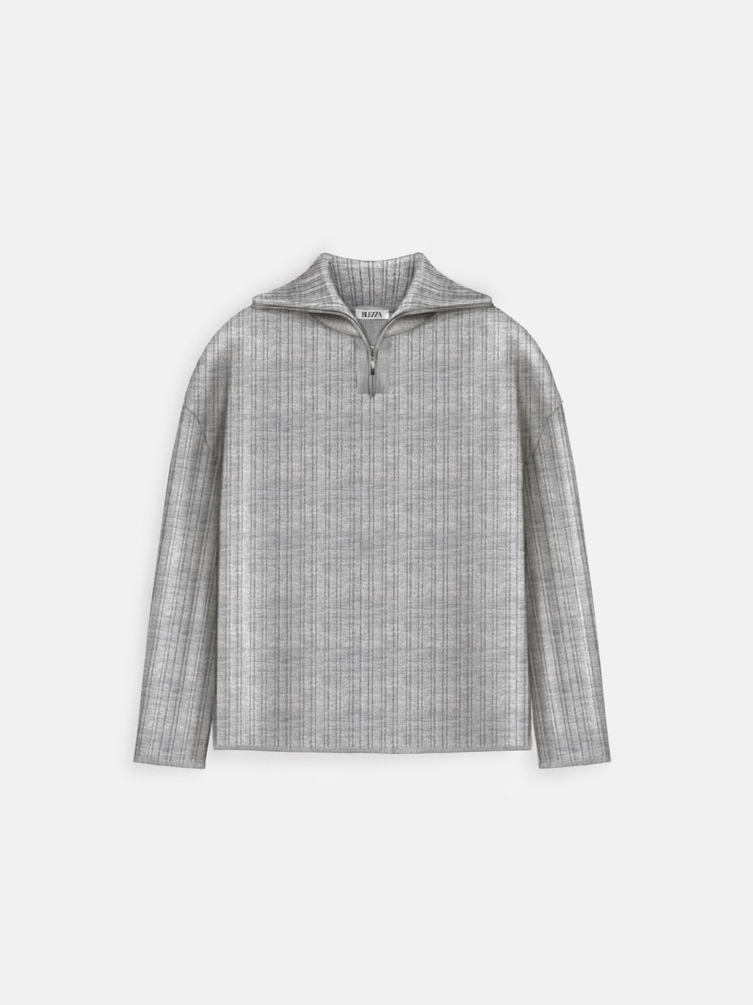 Oversize Knit Zipper Sweater - Grey