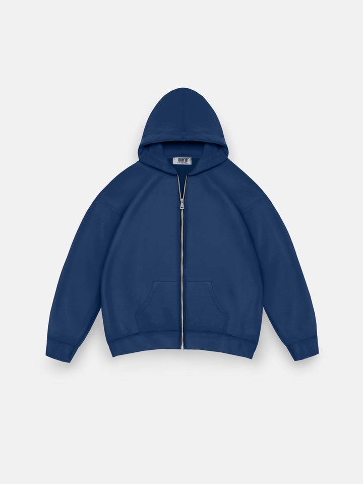 Oversize Basic Zipper Hoodie - Navy Poeny