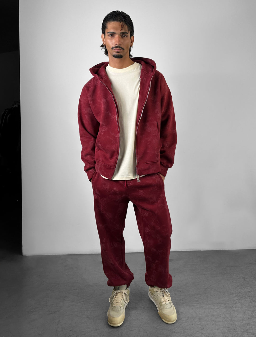 Oversize Double Zip Hoodie - Bordeaux