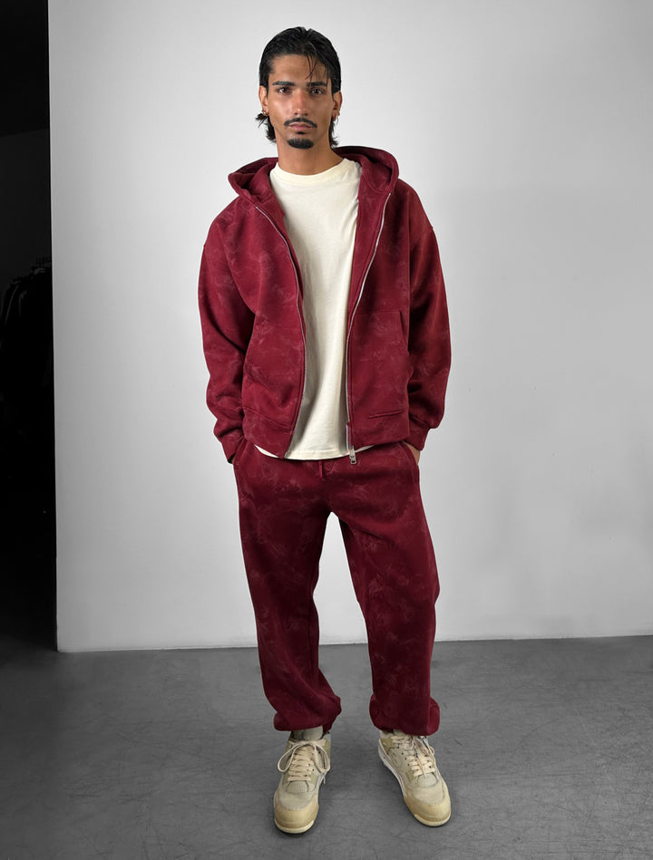 Oversize Double Zip Hoodie - Bordeaux