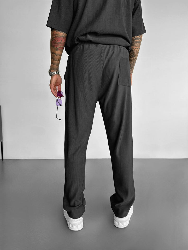 Loose Fit Ribbed Trousers - Anthracite