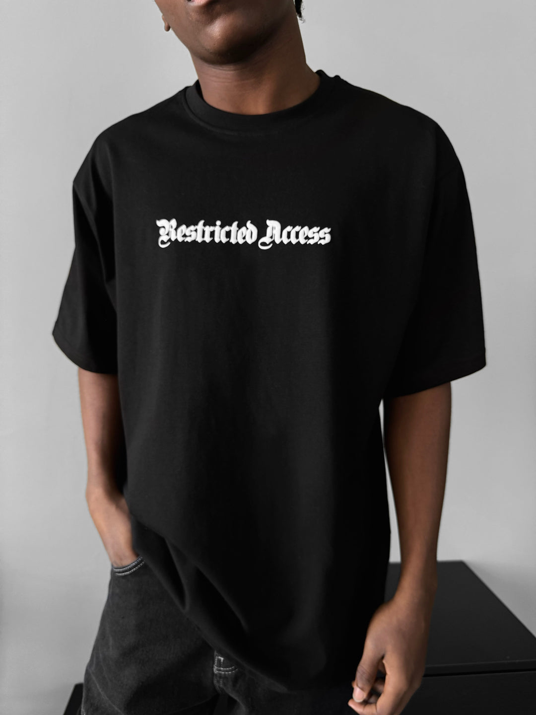 Oversize 'Restricted Access' T-Shirt - Black